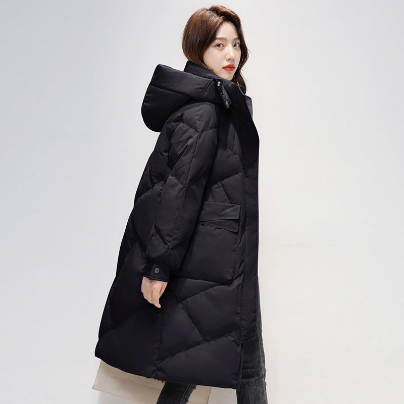 Women Long White Duck Down Jackets Fashion Casual Hoodies Coats