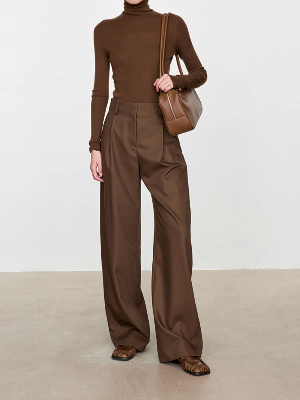 High Waist Slimming High-Rise Women's Wide Leg Pants Spring Autumn New Style Exquisite Woolen Fabric Comfortable Casual Trousers