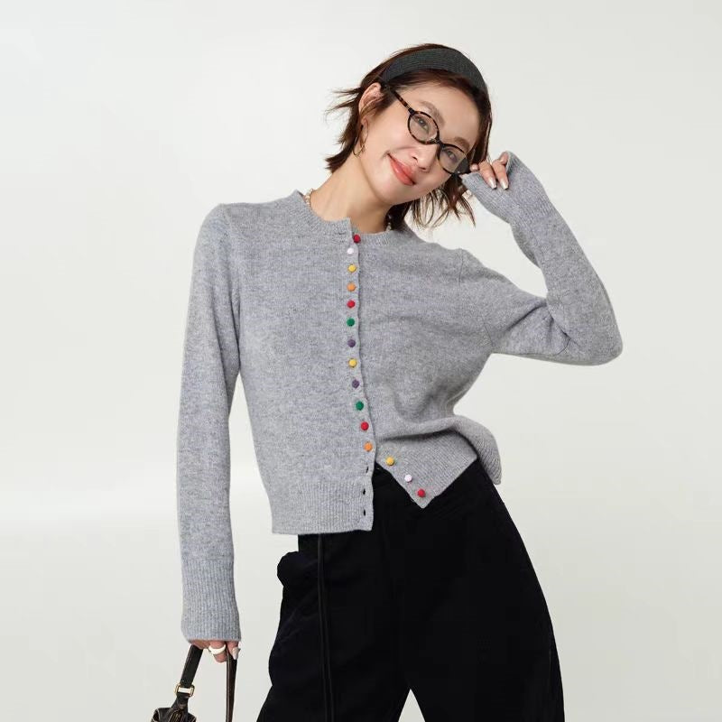 Women's Cashmere Knitted Sweater round Neck Loose Fit Long Sleeve Coats