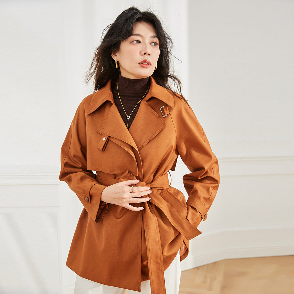 Fashion Short Trench Coats Chic Lapel Loose Elegant Women Jackets