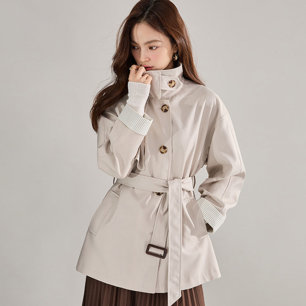 Women's Elegant Loose Silhouette Draped Windbreaker Jacket