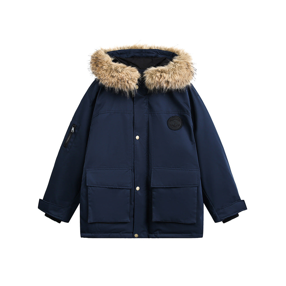 Mens Parka With Detachable Raccoon Fur Hood 90 Percent Duck Down Jacket For Men Heavy Duty Winter Coat Warm Workwear Parka