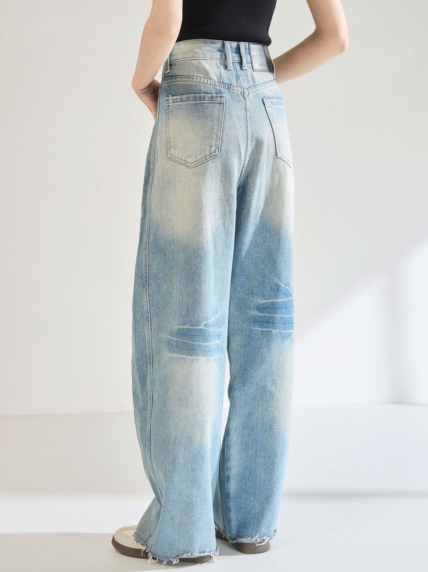 Women's Gradient Patchwork Do Old Casual Denim Pants