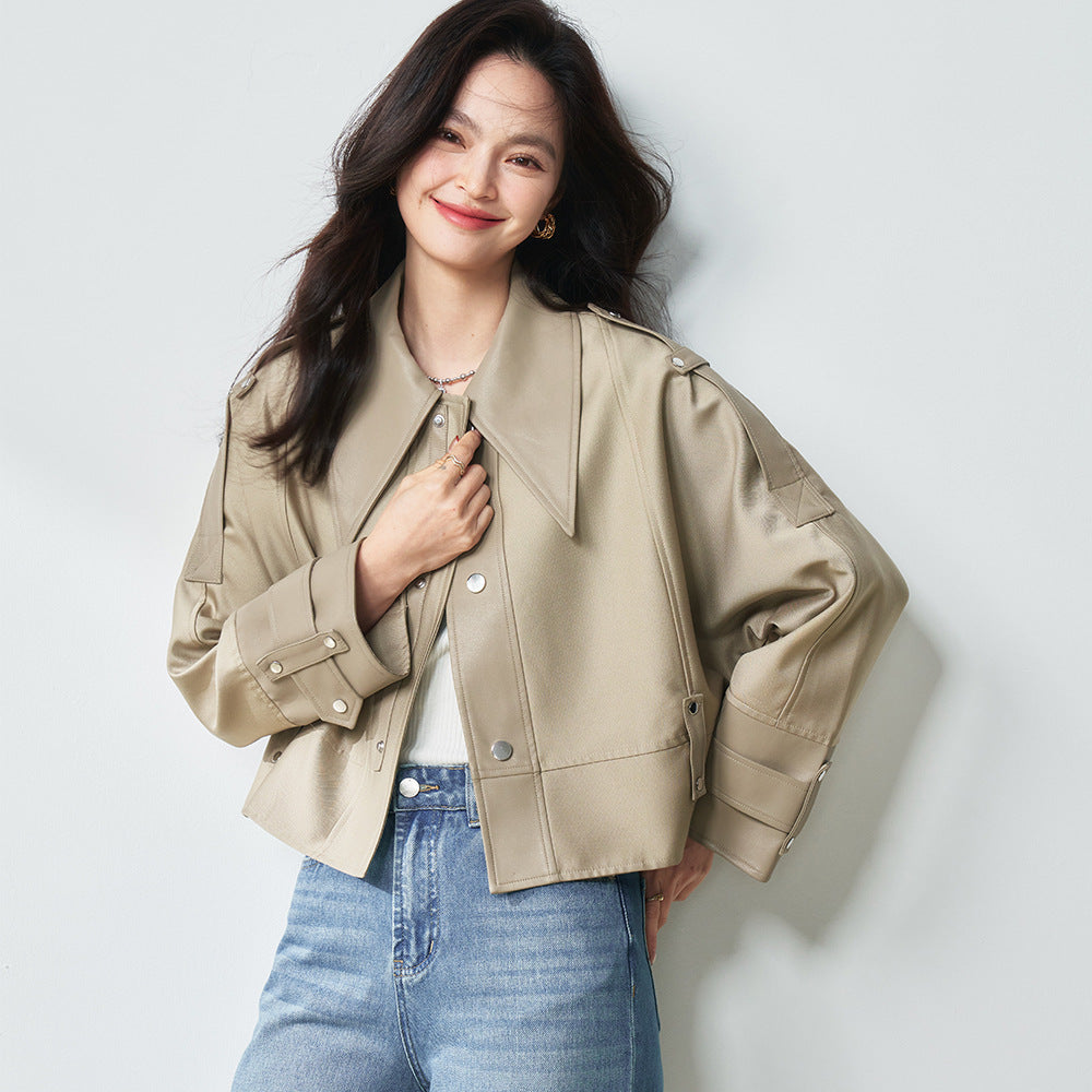 Khaki Color Spring Autumn New Arrival Women's Coat Jackets