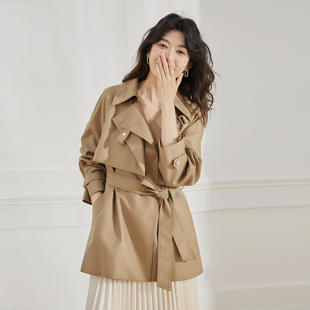 Fashion Short Trench Coats Chic Lapel Loose Elegant Women Jackets