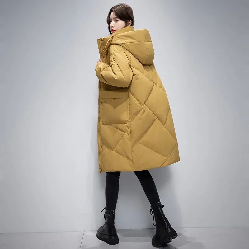 Women Long White Duck Down Jackets Fashion Casual Hoodies Coats