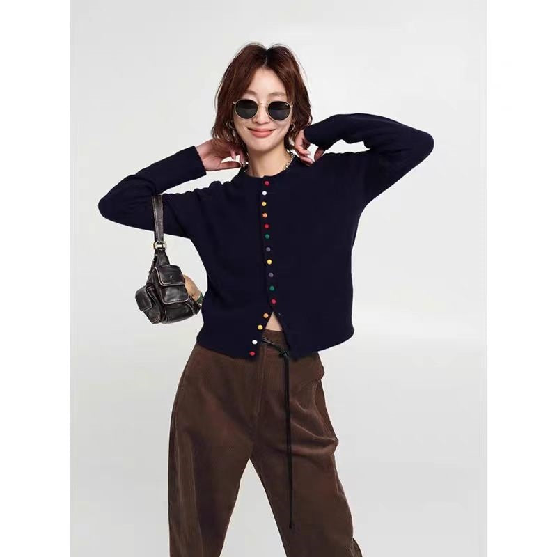 Women's Cashmere Knitted Sweater round Neck Loose Fit Long Sleeve Coats