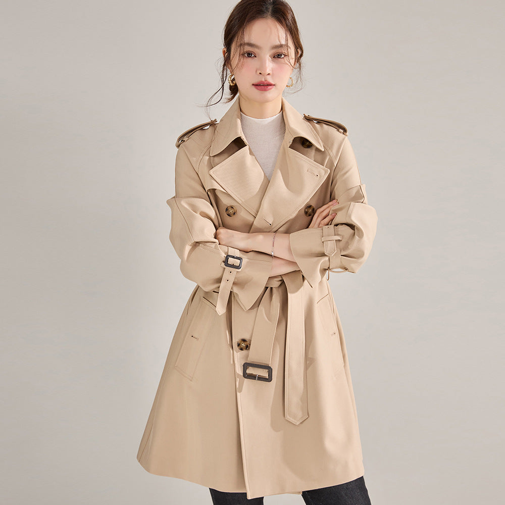 Women's Long Coat Jacket Spring Autumn Slim Fit Double Jackets Coats
