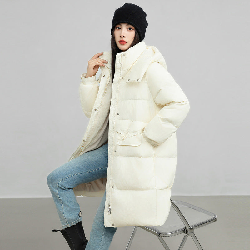 Women Hooded Parkas Coats Mid Length Solid Jackets