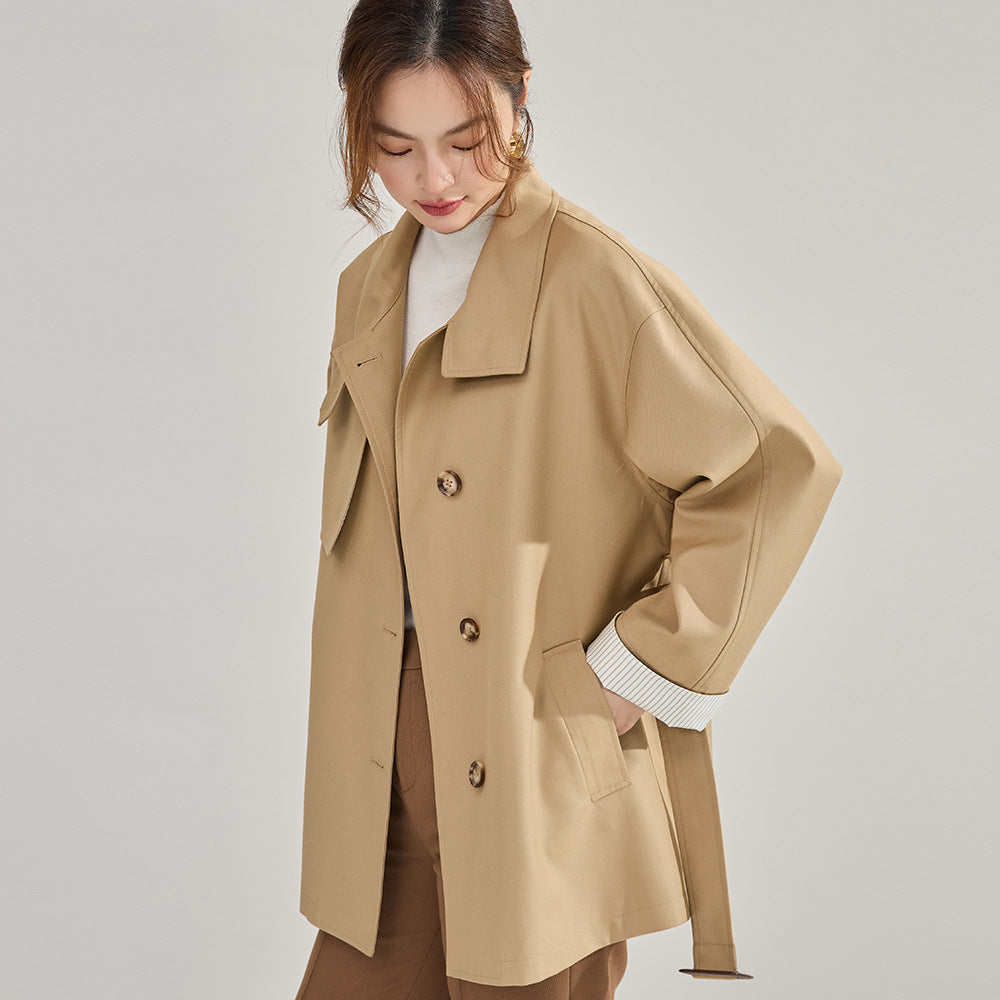 Women's Elegant Loose Silhouette Draped Windbreaker Jacket