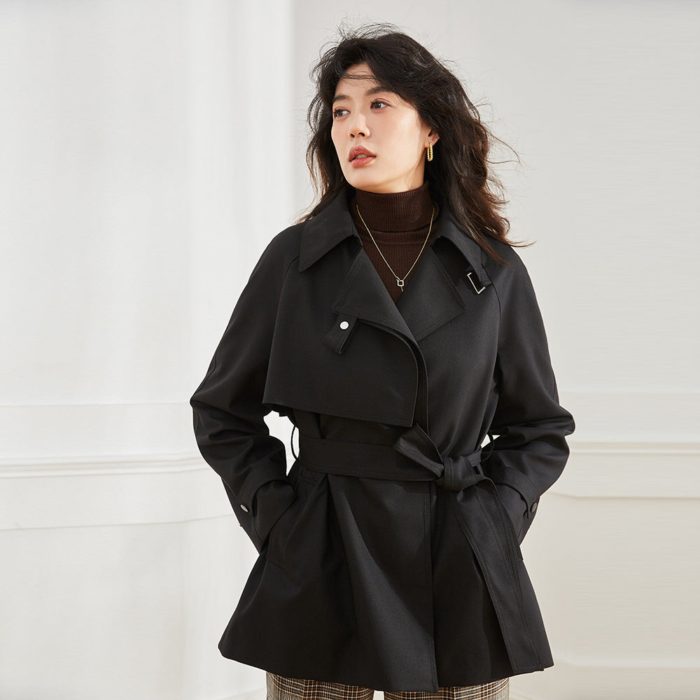 Fashion Short Trench Coats Chic Lapel Loose Elegant Women Jackets