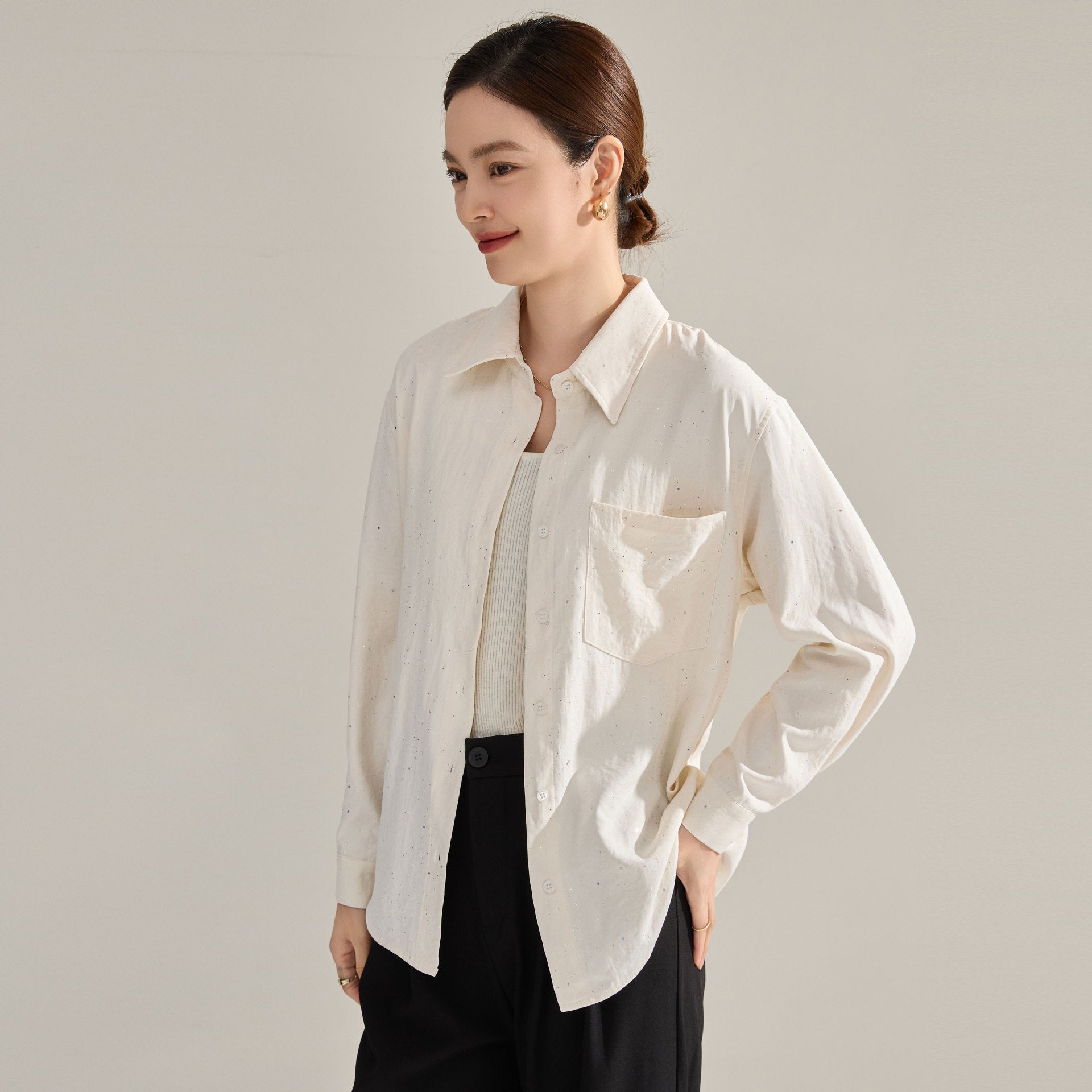 Women Spring Retro High-end All-match Stacked Blouses Clothing