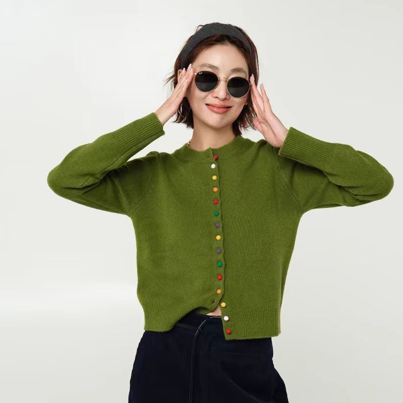 Women's Cashmere Knitted Sweater round Neck Loose Fit Long Sleeve Coats