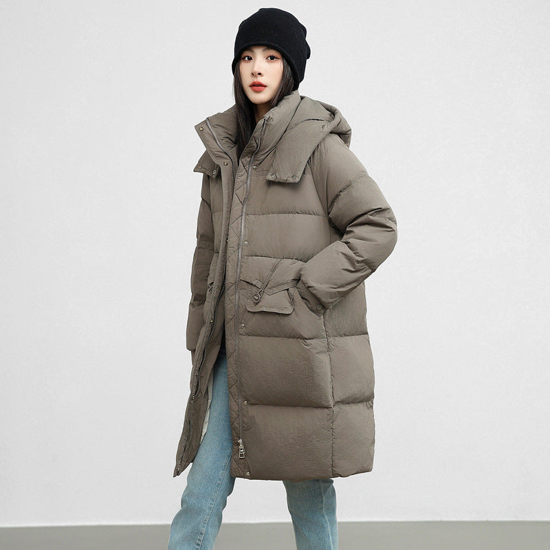Women Hooded Parkas Coats Mid Length Solid Jackets