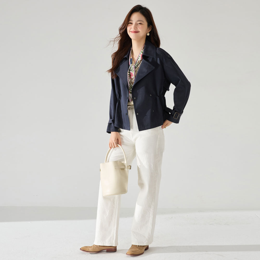 Fashion Turn-Down Collar Trench Coat Women Short Jackets Coats