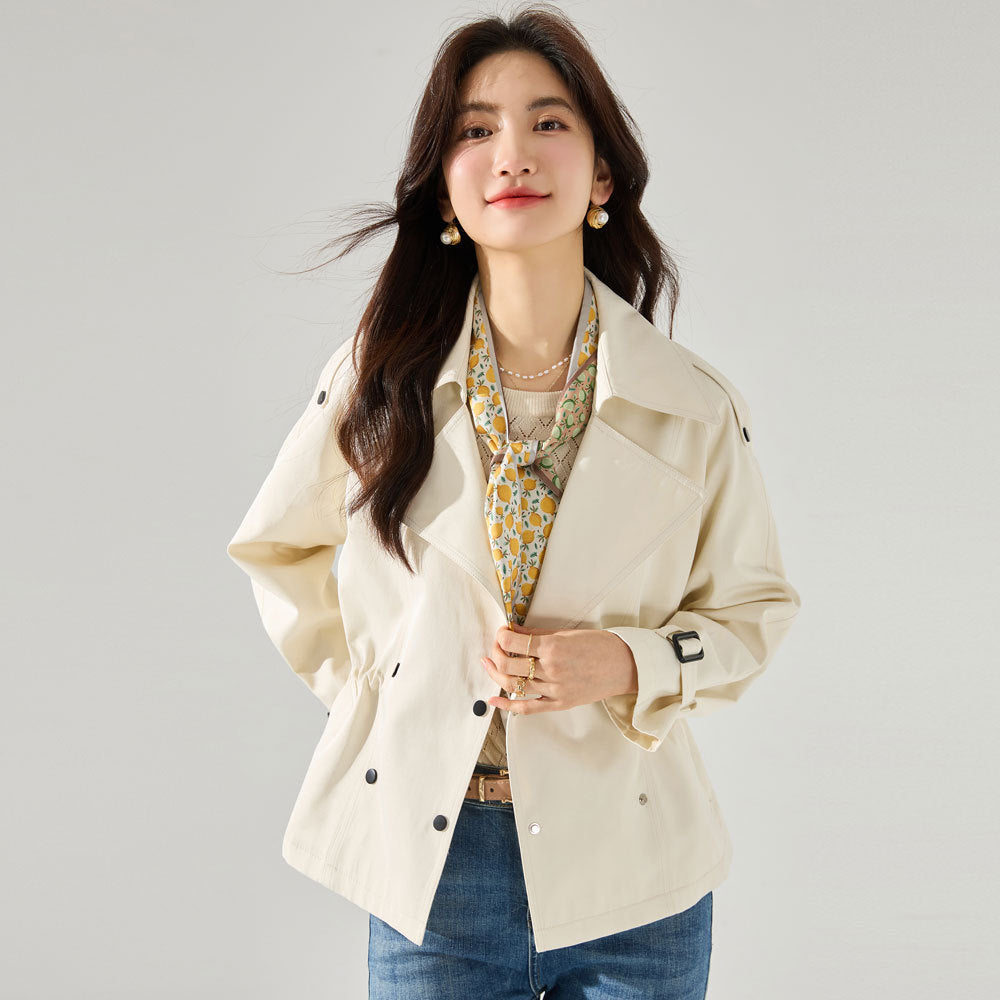 Fashion Turn-Down Collar Trench Coat Women Short Jackets Coats
