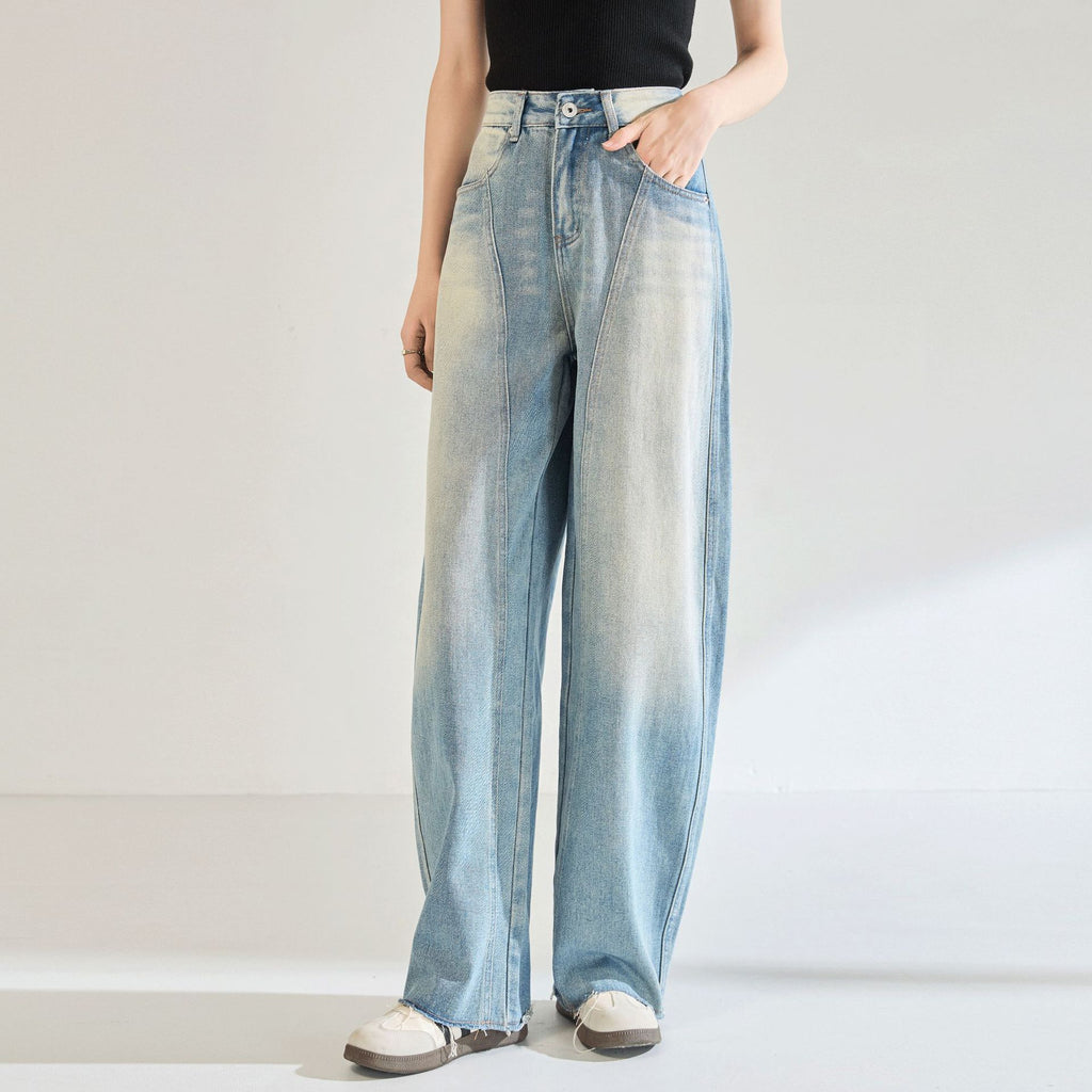 Women's Gradient Patchwork Do Old Casual Denim Pants