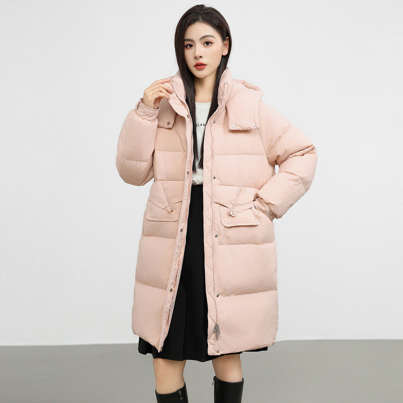 Women Hooded Parkas Coats Mid Length Solid Jackets