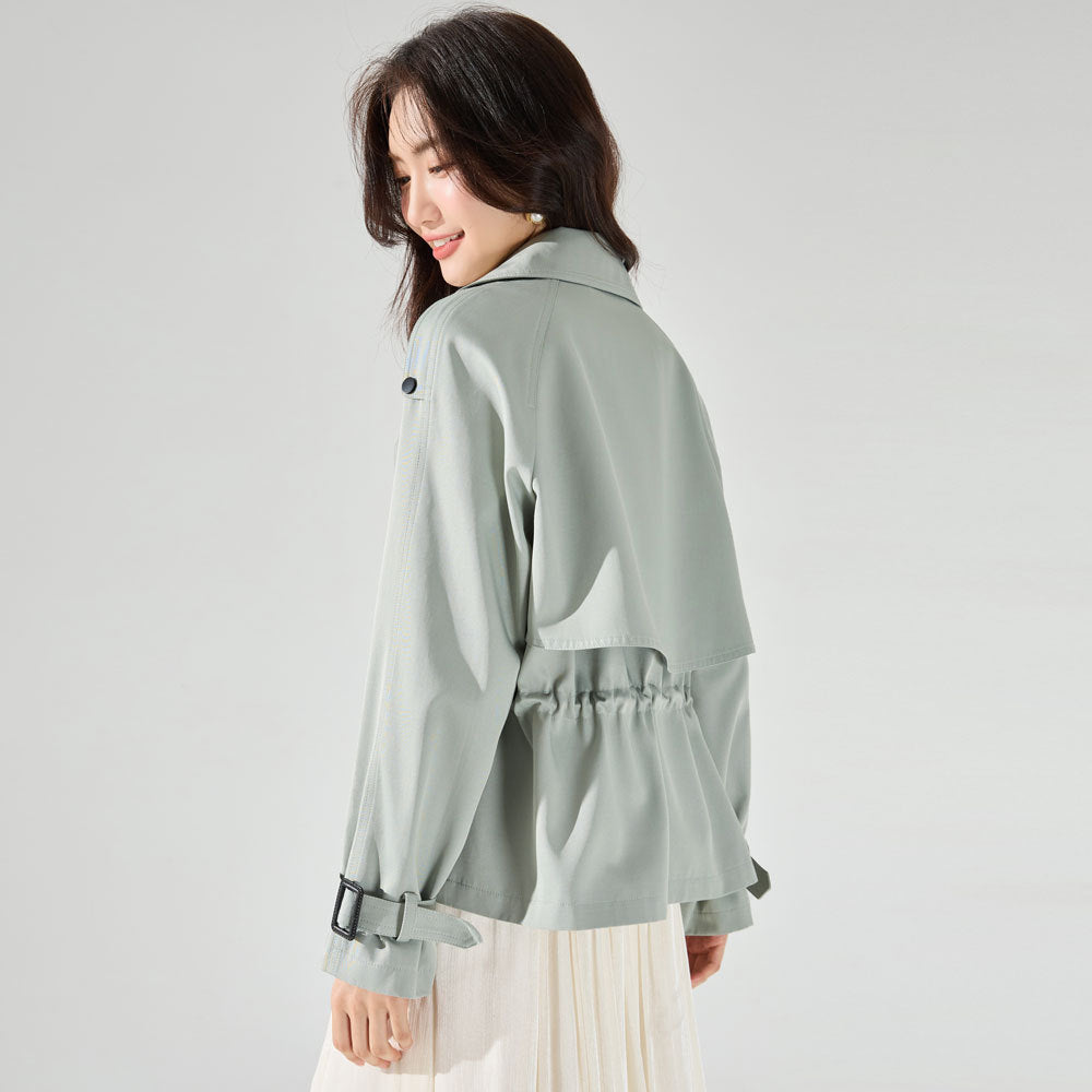 Fashion Turn-Down Collar Trench Coat Women Short Jackets Coats